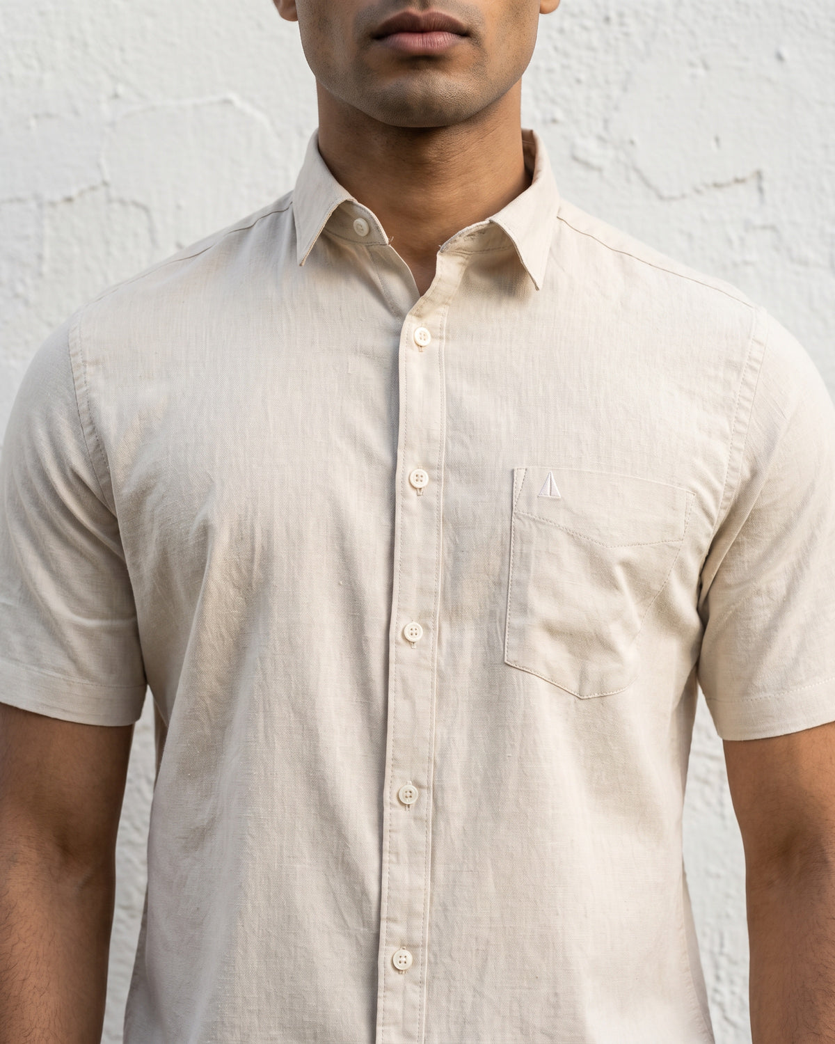 AnationZ Heritage Linen Slub Short Sleeve Shirt - Aged Ivory Sri Lanka