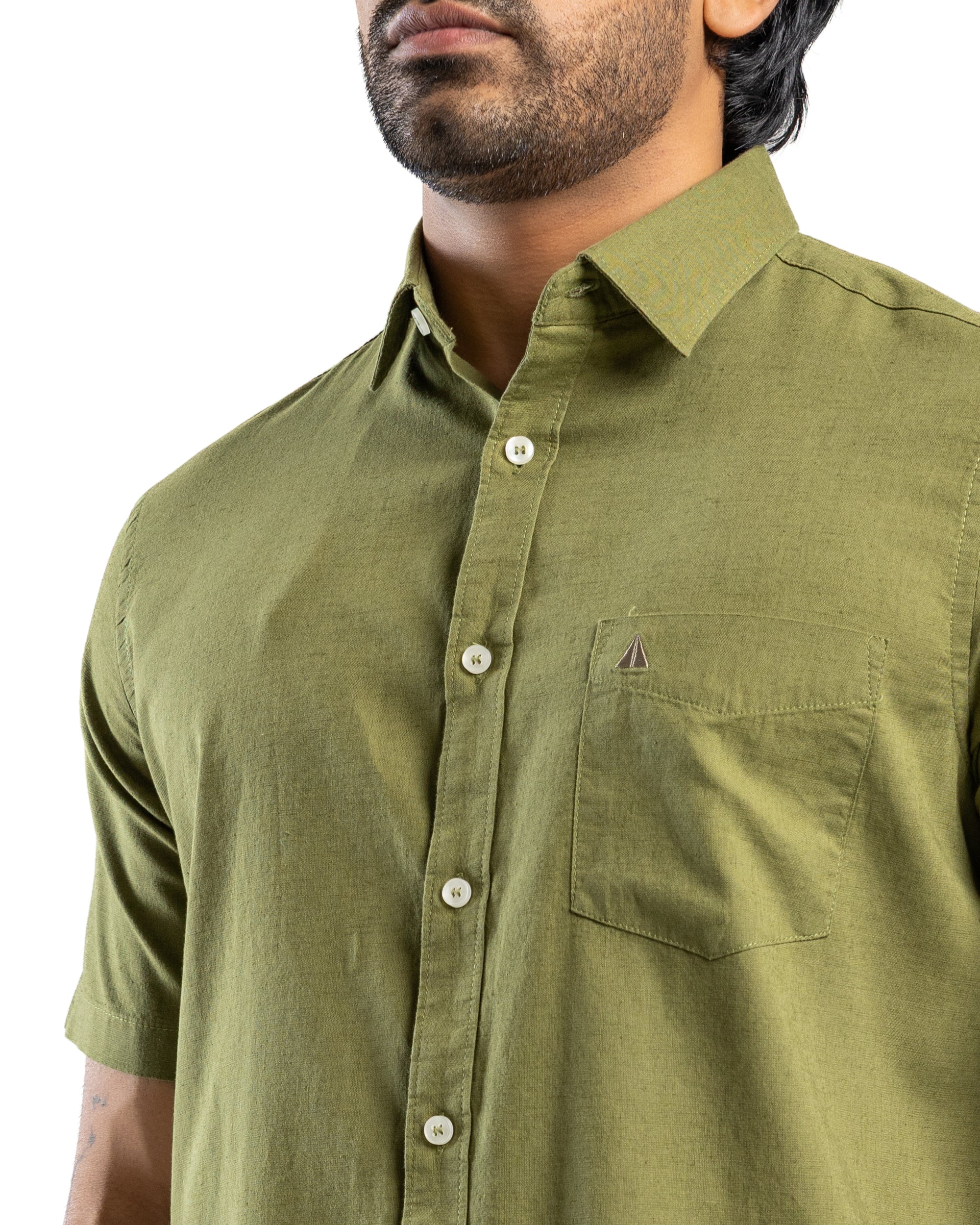 AnationZ Heritage Linen Slub Short Sleeve Shirt - Moss Reserve Sri Lanka