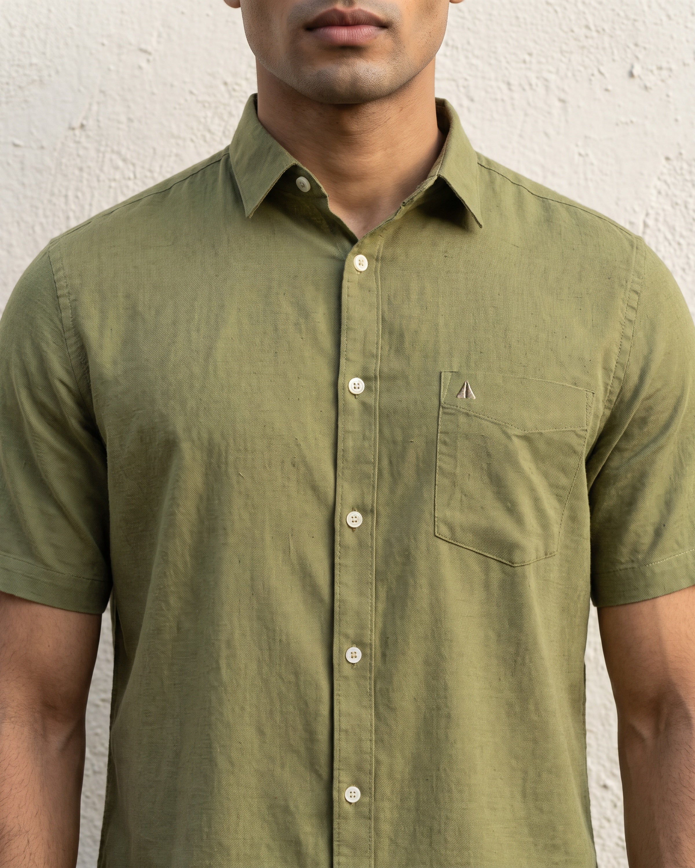 AnationZ Heritage Linen Slub Short Sleeve Shirt - Moss Reserve Sri Lanka