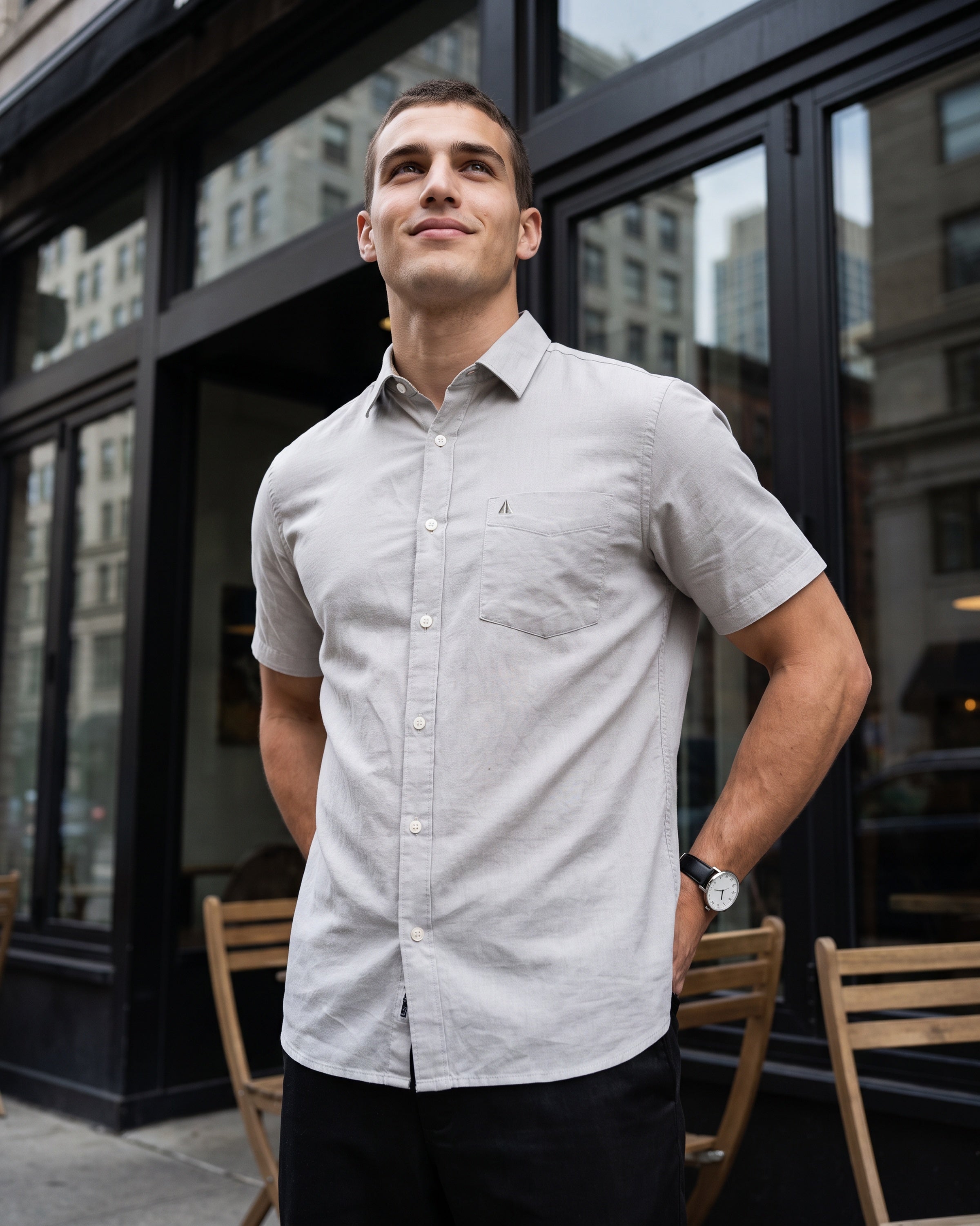 AnationZ Heritage Linen Slub Short Sleeve Shirt - Storm Dust Sri Lanka
