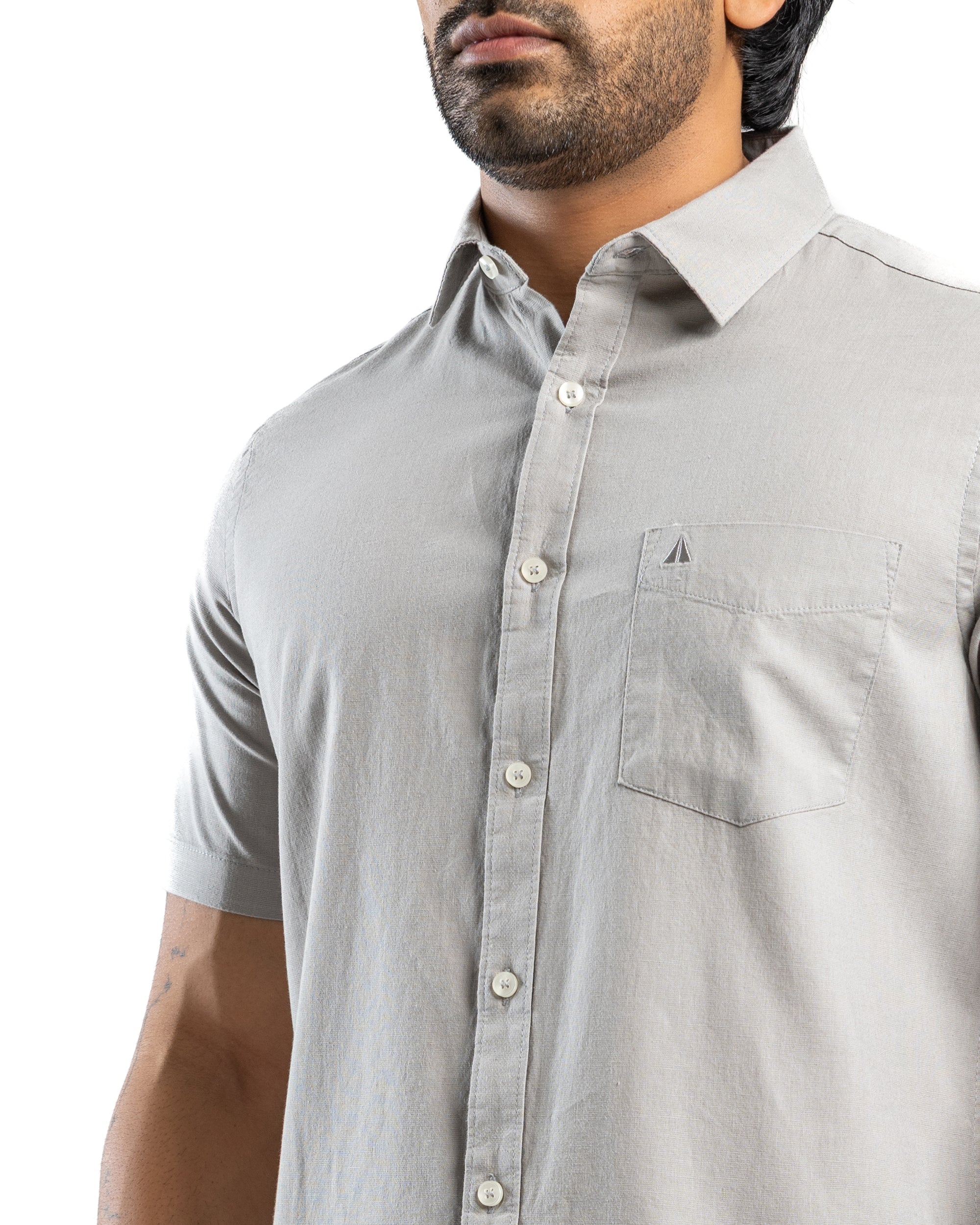 AnationZ Heritage Linen Slub Short Sleeve Shirt - Storm Dust Sri Lanka