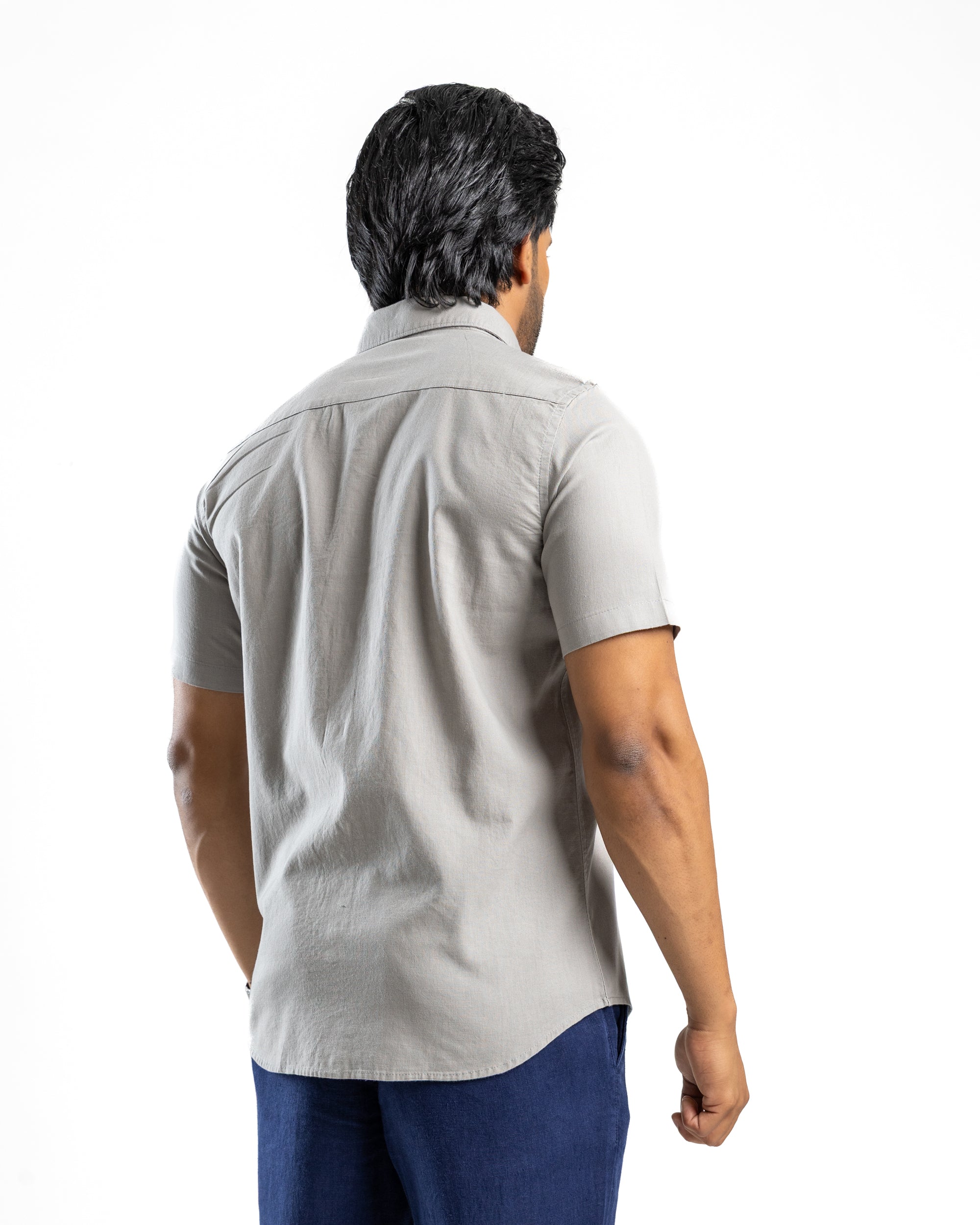 AnationZ Heritage Linen Slub Short Sleeve Shirt - Storm Dust Sri Lanka