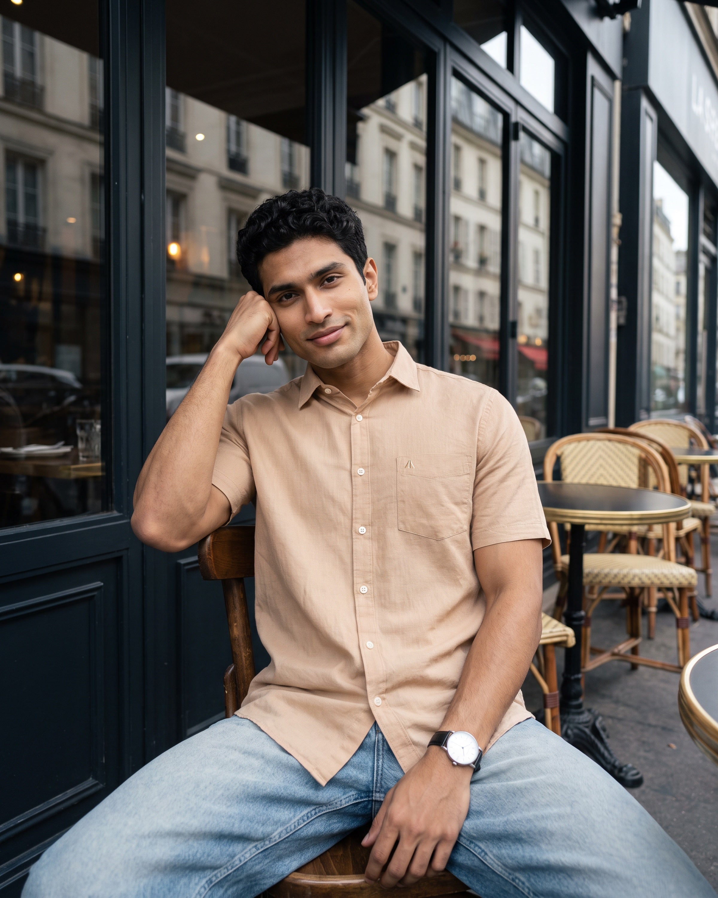 Heritage Linen Slub Short Sleeve Shirt - Warm Tobacco