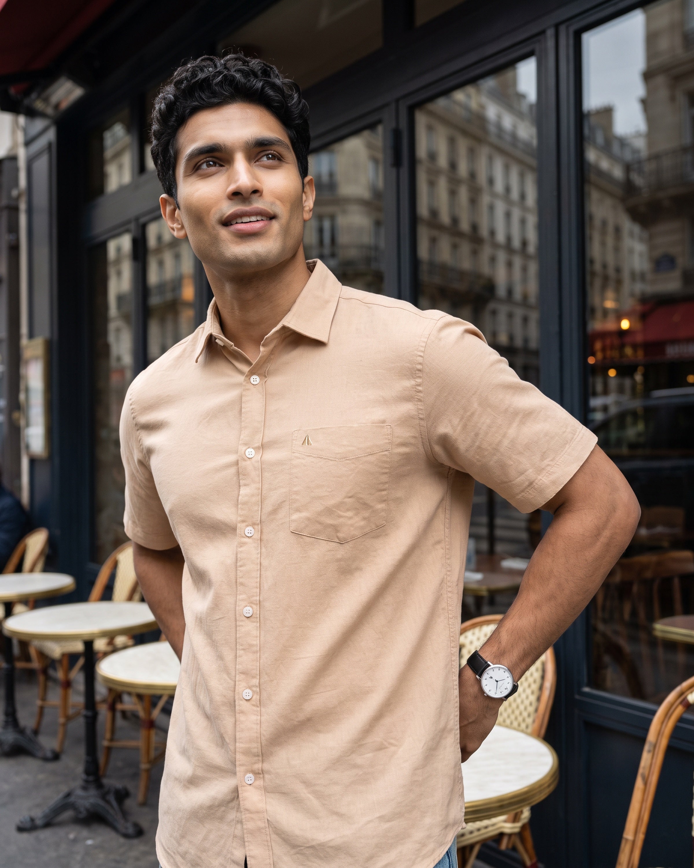 Heritage Linen Slub Short Sleeve Shirt - Warm Tobacco
