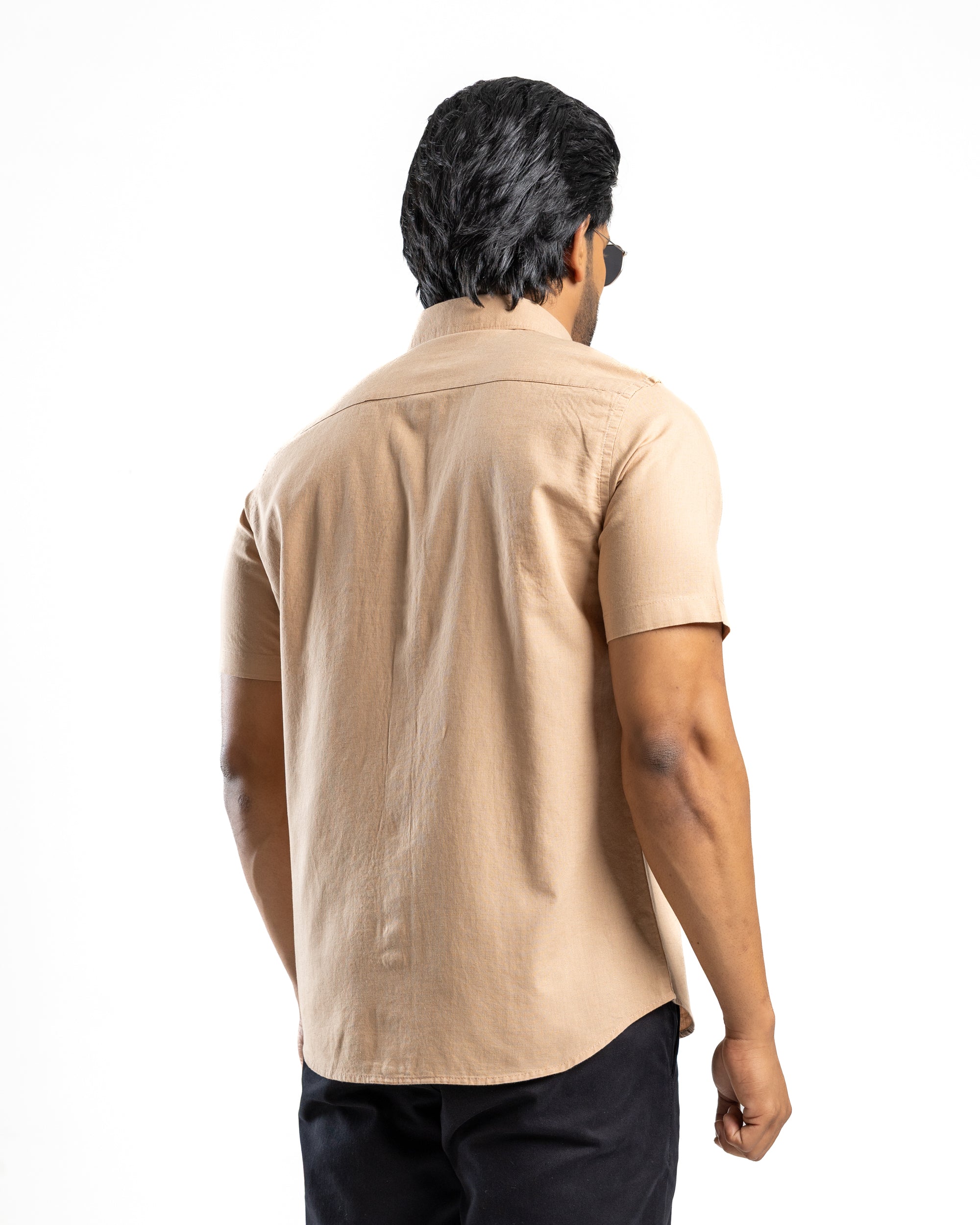 AnationZ Heritage Linen Slub Short Sleeve Shirt - Warm Tobacco Sri Lanka