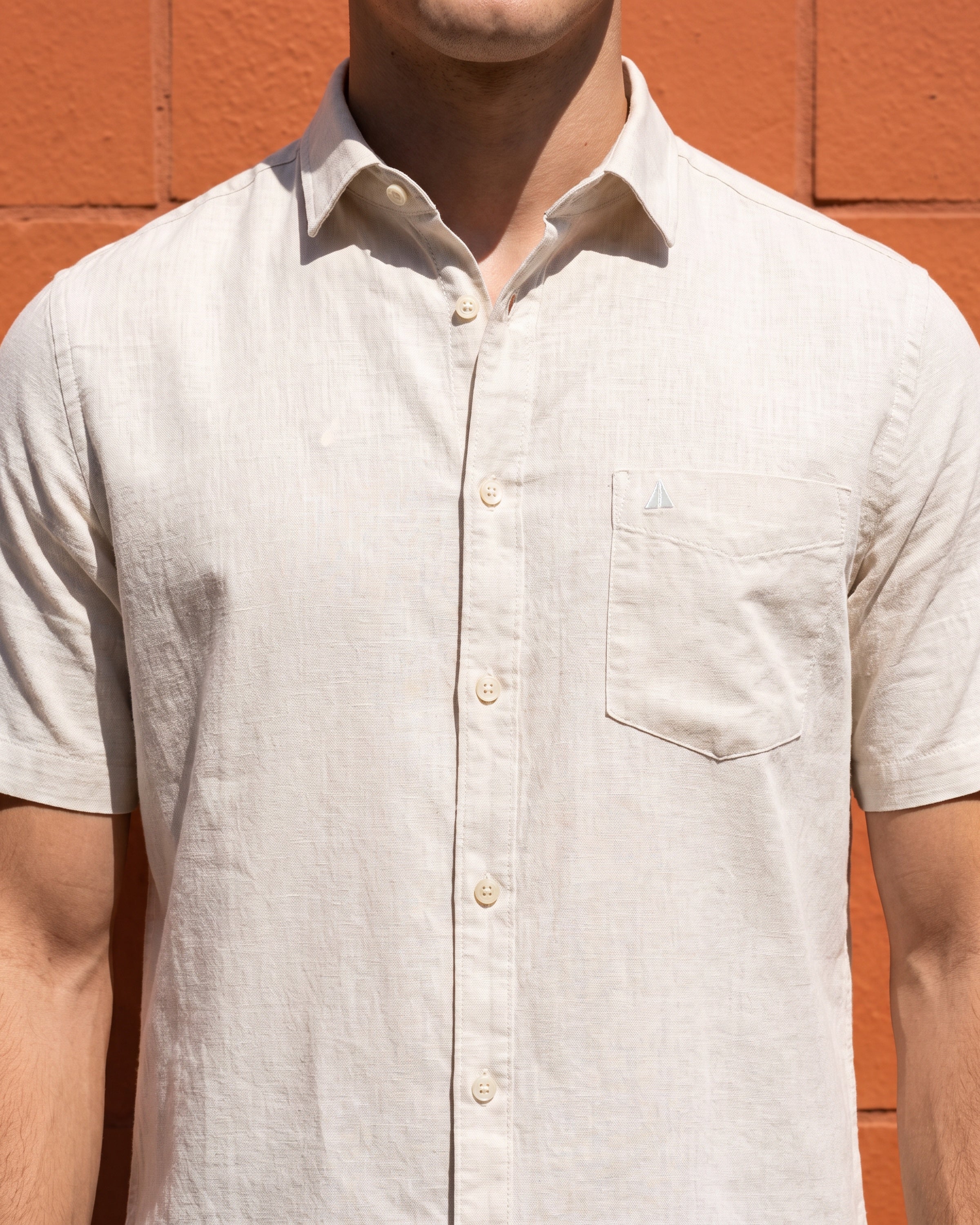 AnationZ Heritage Linen Slub Short Sleeve Shirt - Raw Canvas Sri Lanka