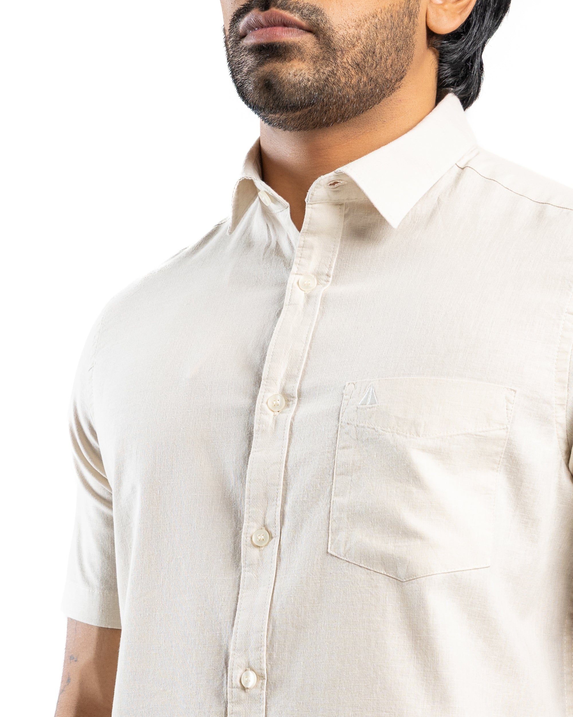 AnationZ Heritage Linen Slub Short Sleeve Shirt - Raw Canvas Sri Lanka