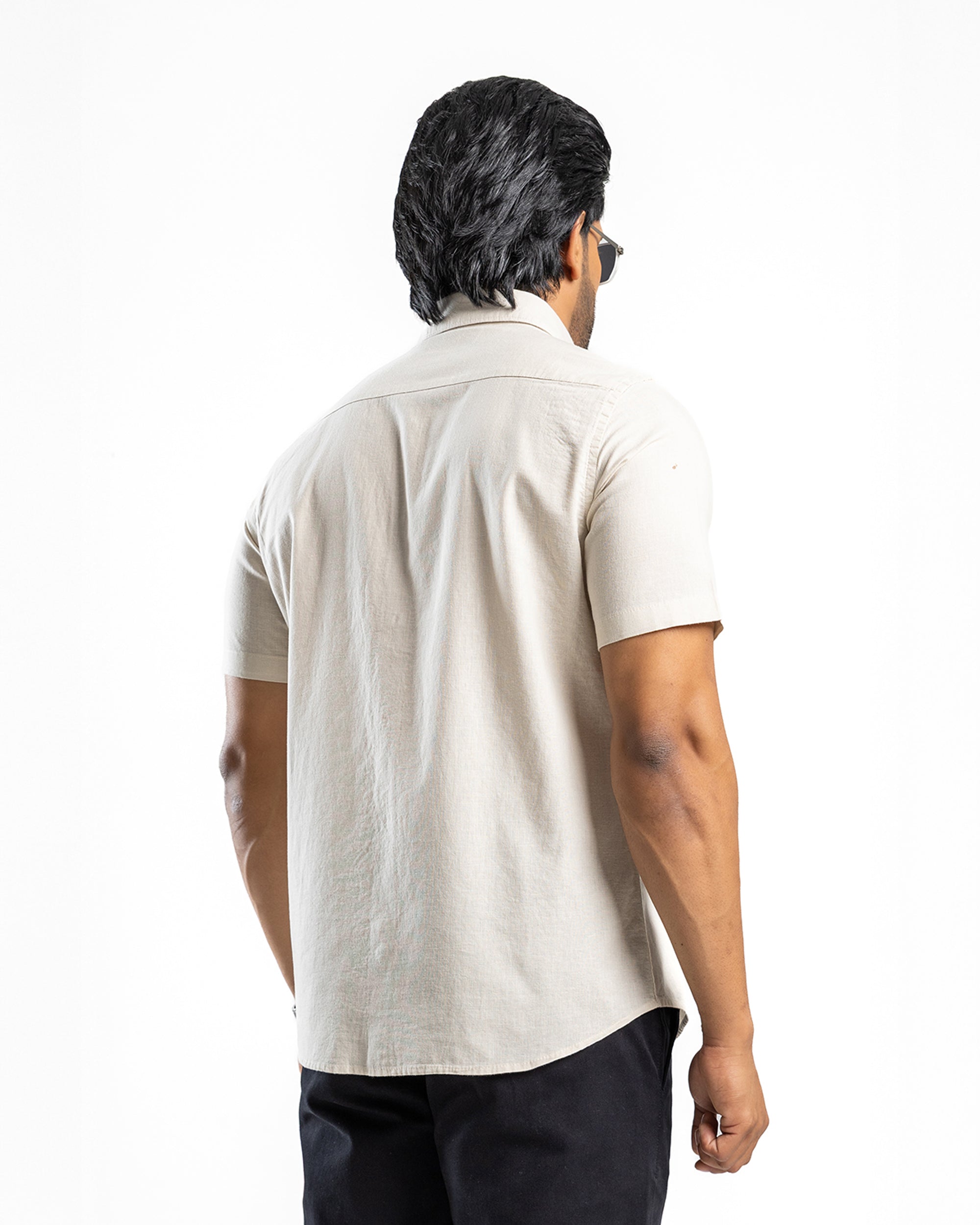 AnationZ Heritage Linen Slub Short Sleeve Shirt - Raw Canvas Sri Lanka