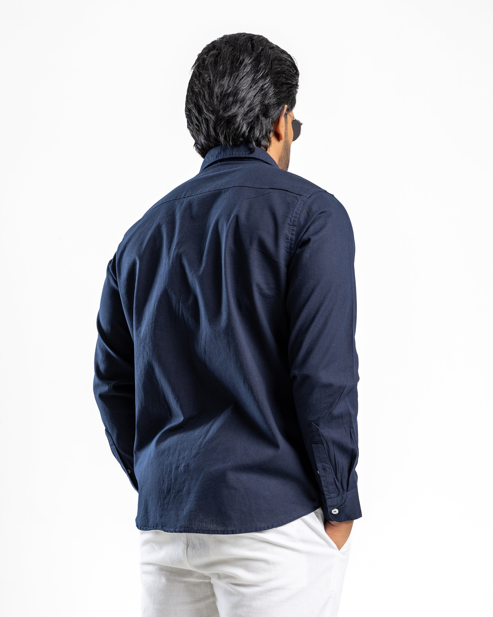 AnationZ Heritage Linen Slub Long Sleeve Shirt - Midnight Ink Sri Lanka
