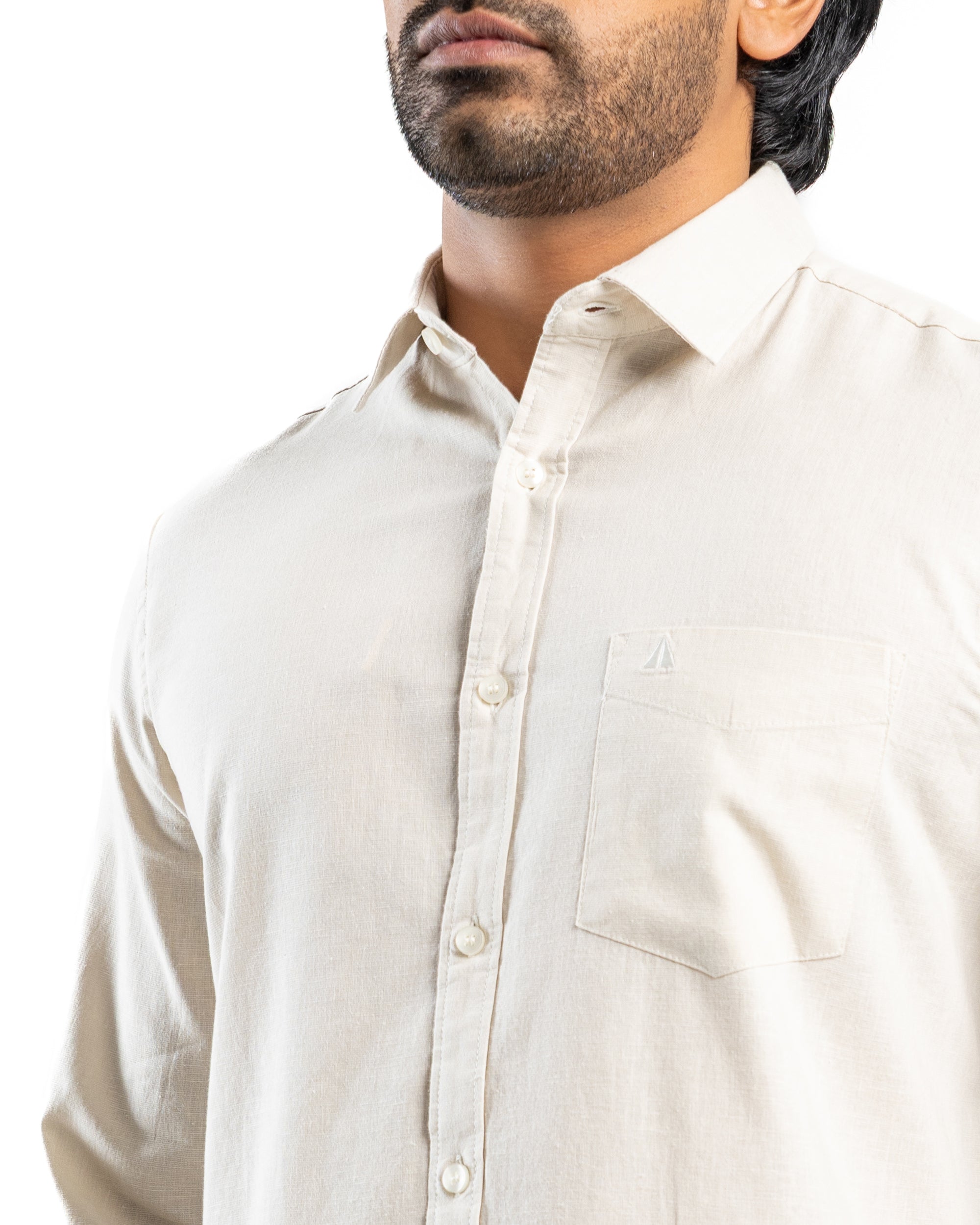 AnationZ Heritage Linen Slub Long Sleeve Shirt - Aged Ivory Sri Lanka
