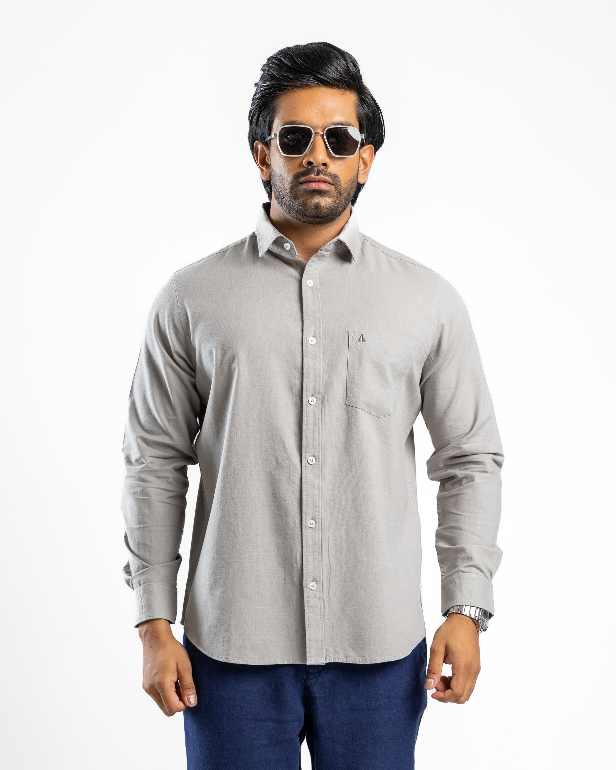 AnationZ Heritage Linen Slub Long Sleeve Shirt - Storm Dust Sri Lanka