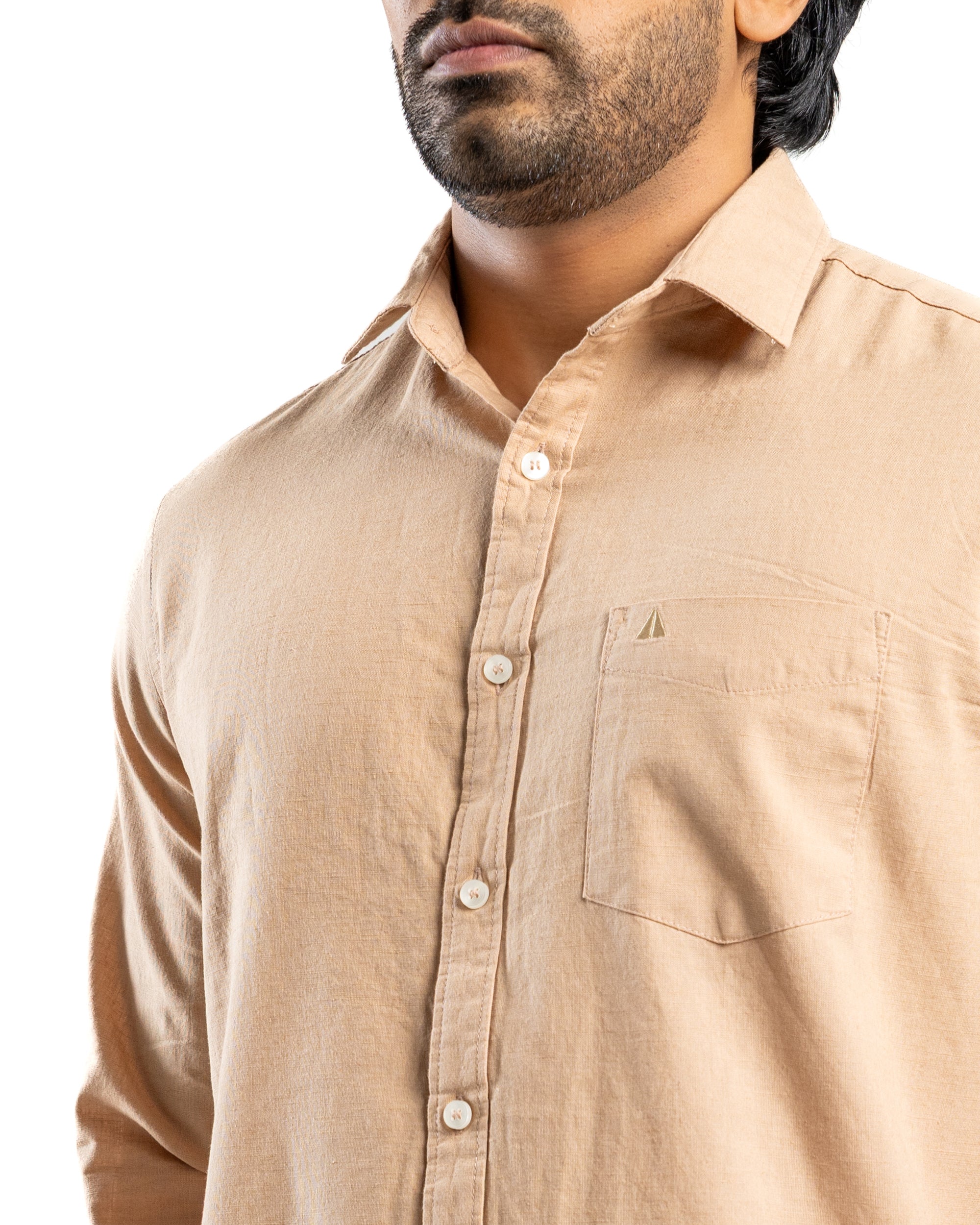 AnationZ Heritage Linen Slub Long Sleeve Shirt - Warm Tobacco Sri Lanka