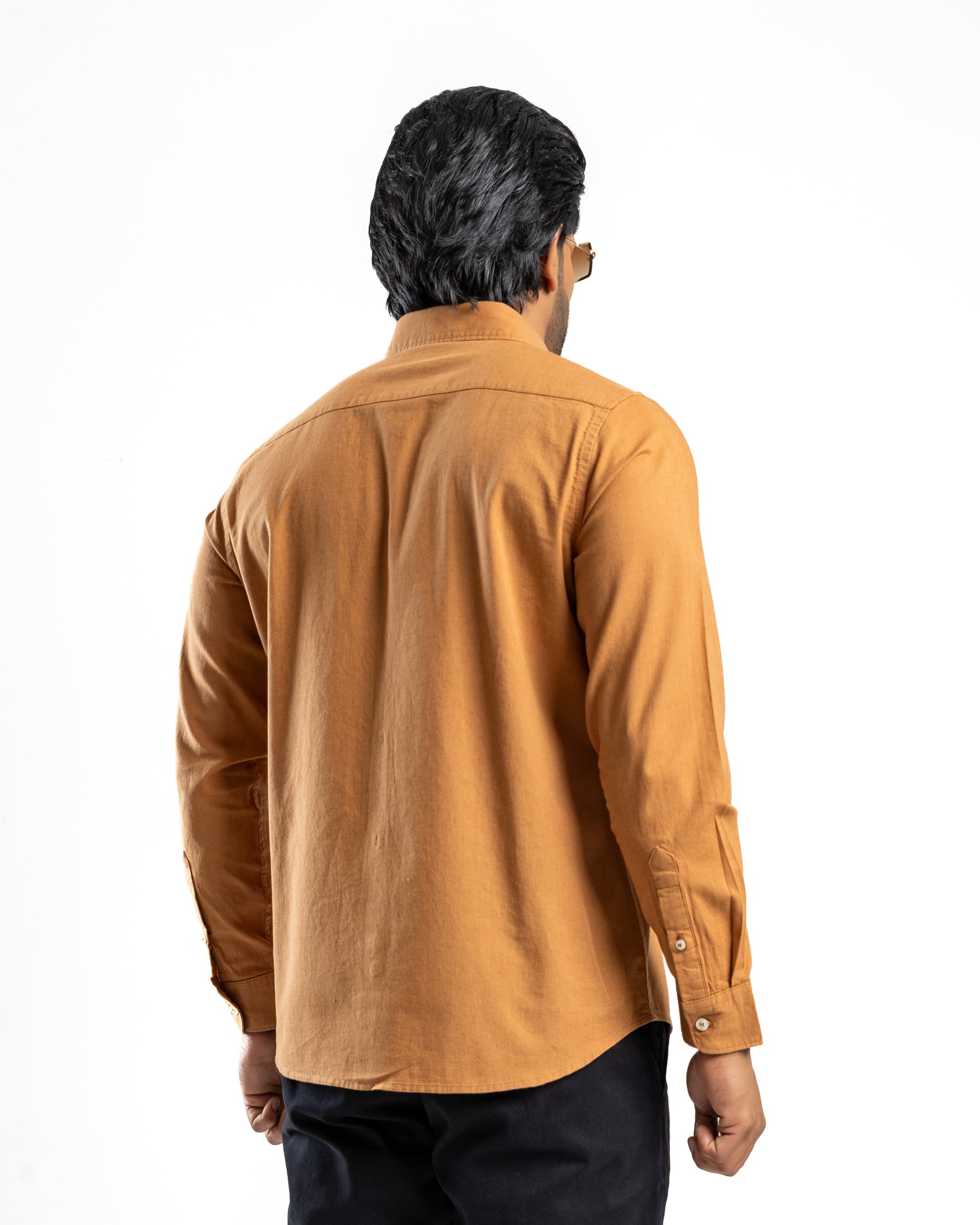 AnationZ Heritage Linen Slub Long Sleeve Shirt - Burnished Amber Sri Lanka
