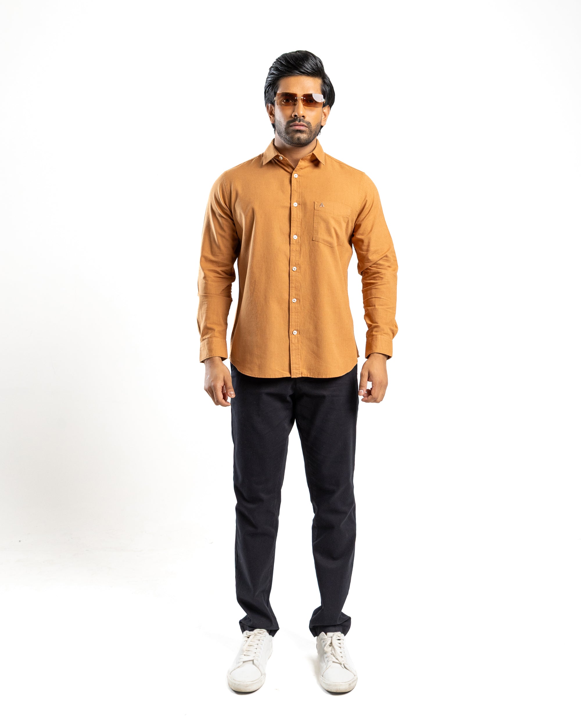 AnationZ Heritage Linen Slub Long Sleeve Shirt - Burnished Amber Sri Lanka
