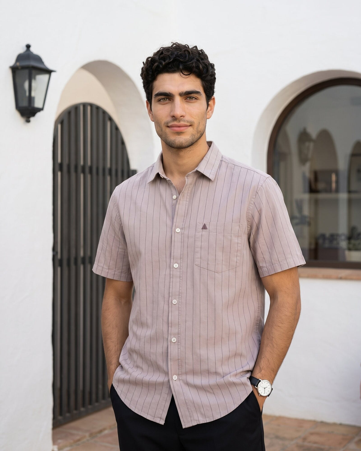 Essential Cotton Stripe Short Sleeve Shirt – Crushed Violet (3 of 4)