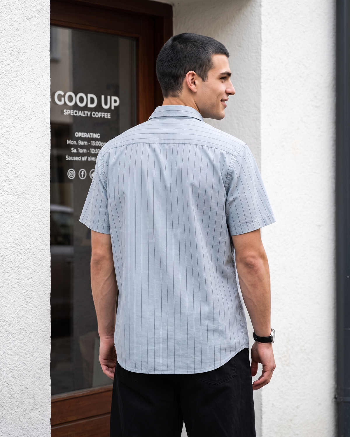 Essential Cotton Stripe Short Sleeve Shirt – Atlantic Blue