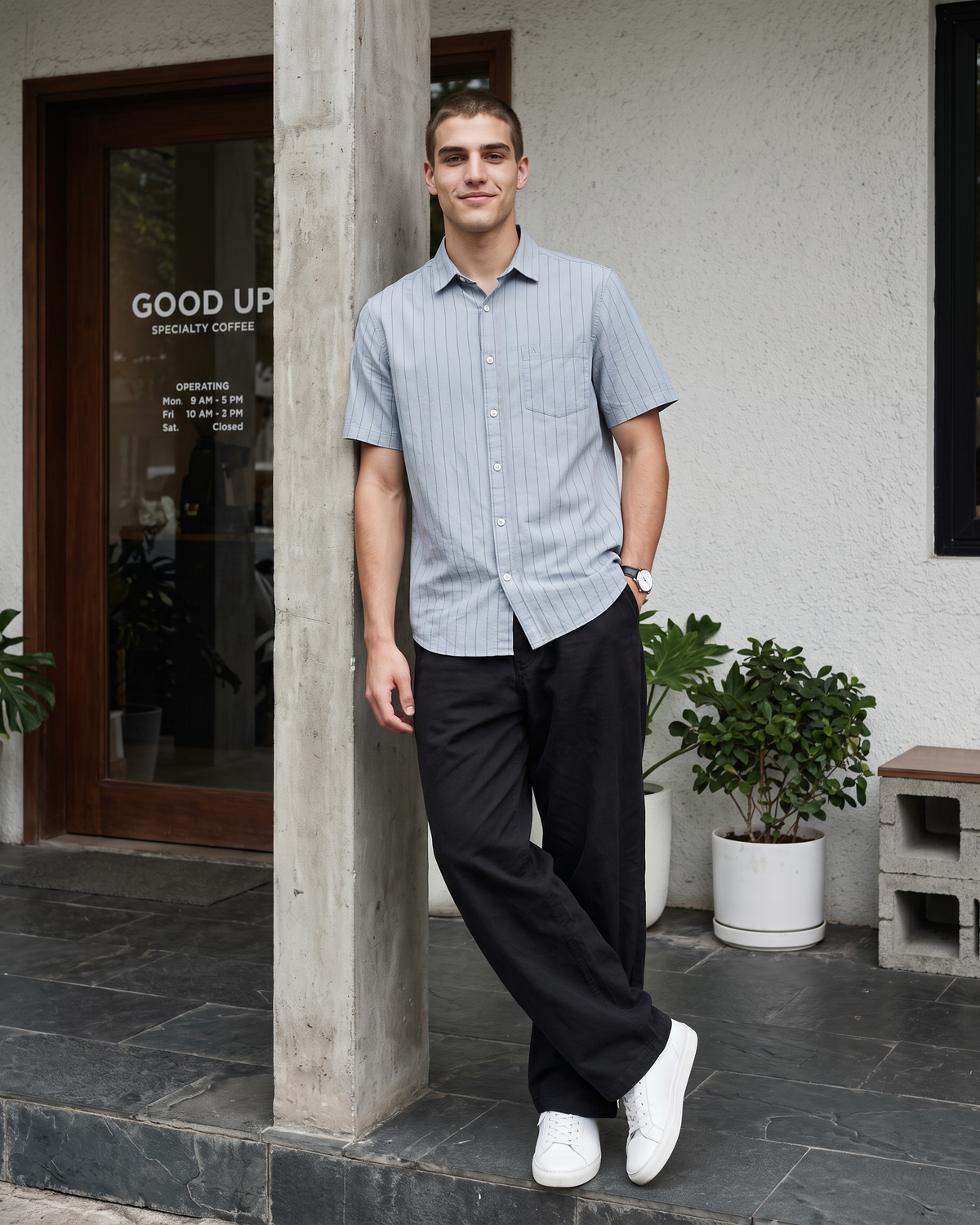 Essential Cotton Stripe Short Sleeve Shirt – Atlantic Blue