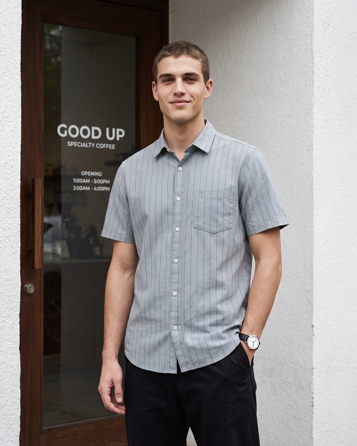 Essential Cotton Stripe Short Sleeve Shirt – Atlantic Blue