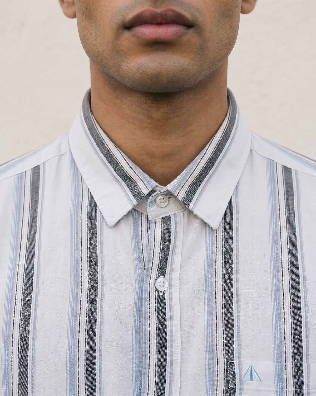 Essential Cotton Stripe Short Sleeve Shirt – Alpine White (1 of 4)