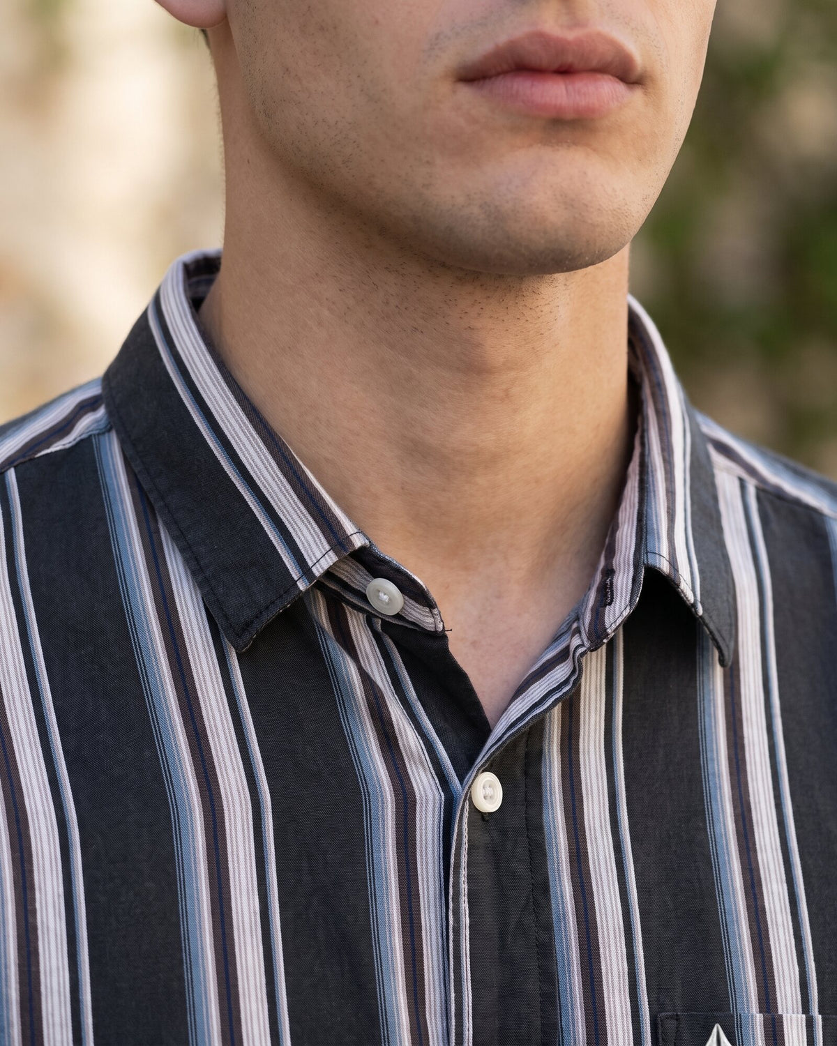 Essential Cotton Stripe Short Sleeve Shirt – Midnight Onyx (1 of 4)