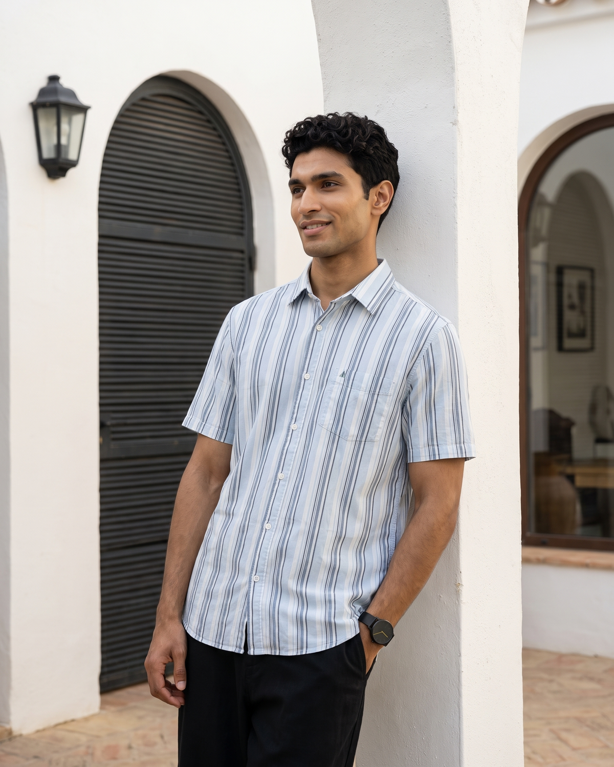 Essential Cotton Stripe Short Sleeve Shirt – Open Sky