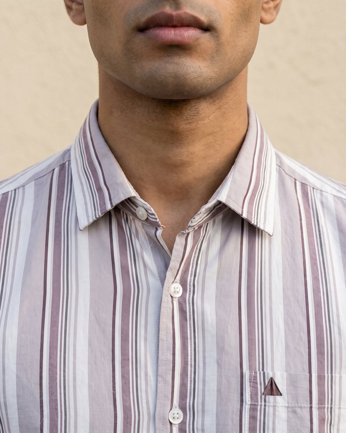 Essential Cotton Stripe Short Sleeve Shirt – Crushed Violet (1 of 4)