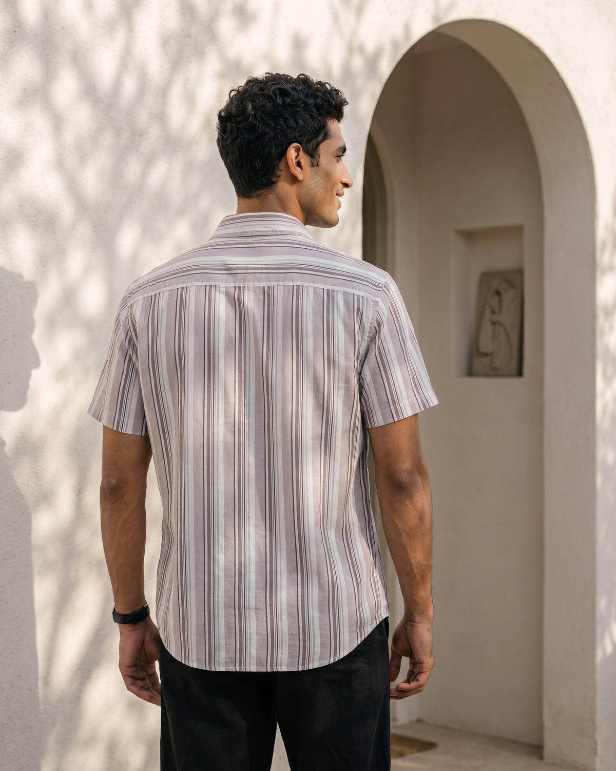 Essential Cotton Stripe Short Sleeve Shirt – Crushed Violet (2 of 4)