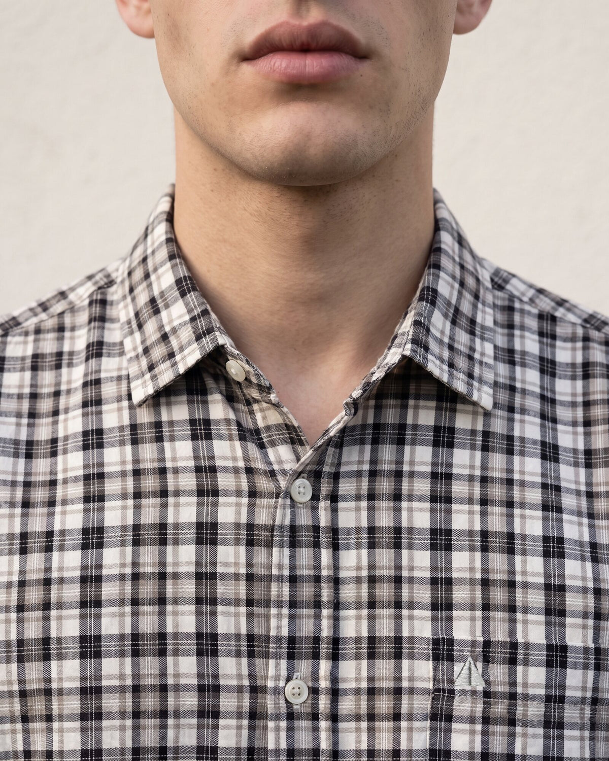Essential Cotton Check Short Sleeve Shirt – Raw Canvas (1 of 4)