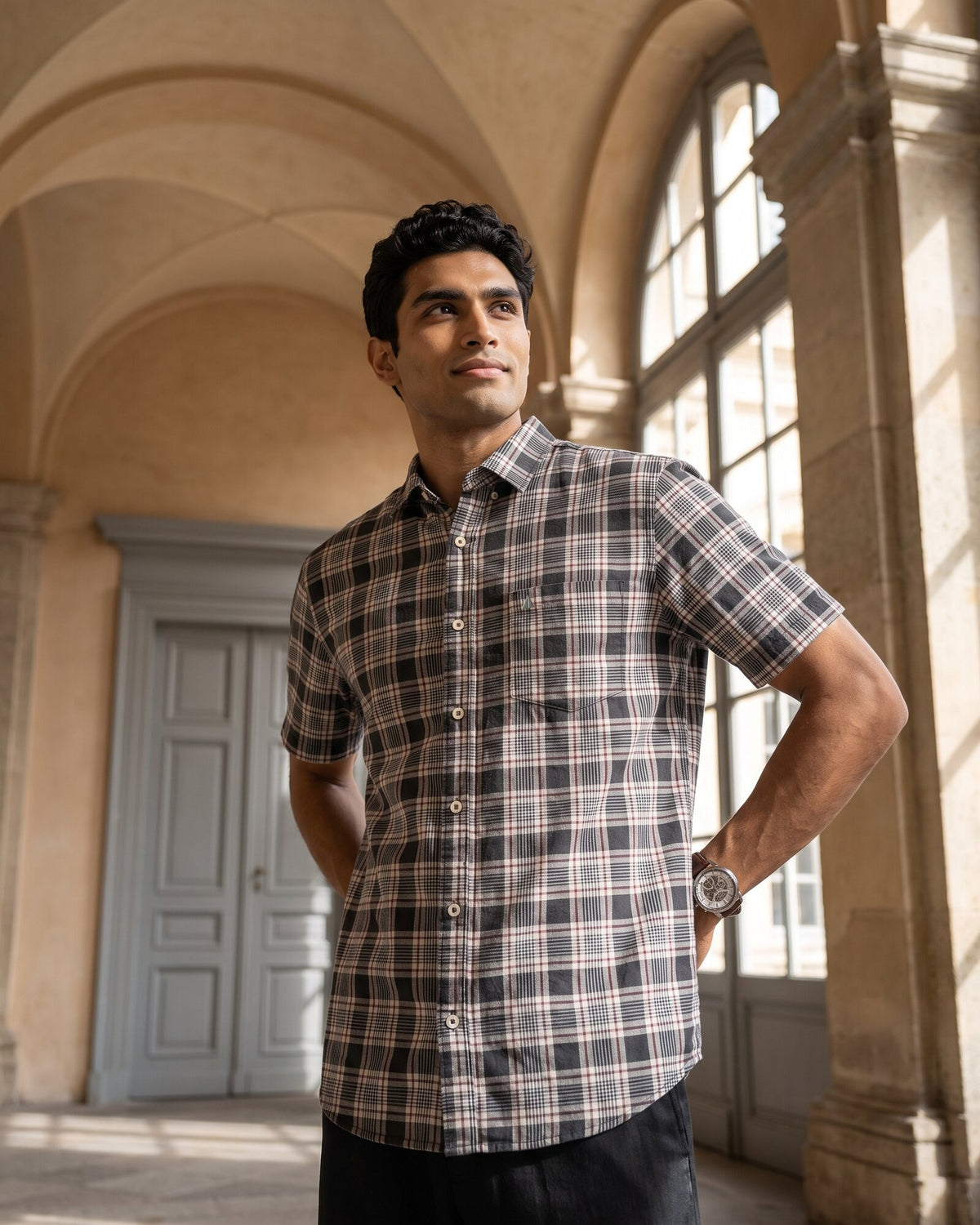 Essential Cotton Check Short Sleeve Shirt – Deep Canopy (3 of 4)