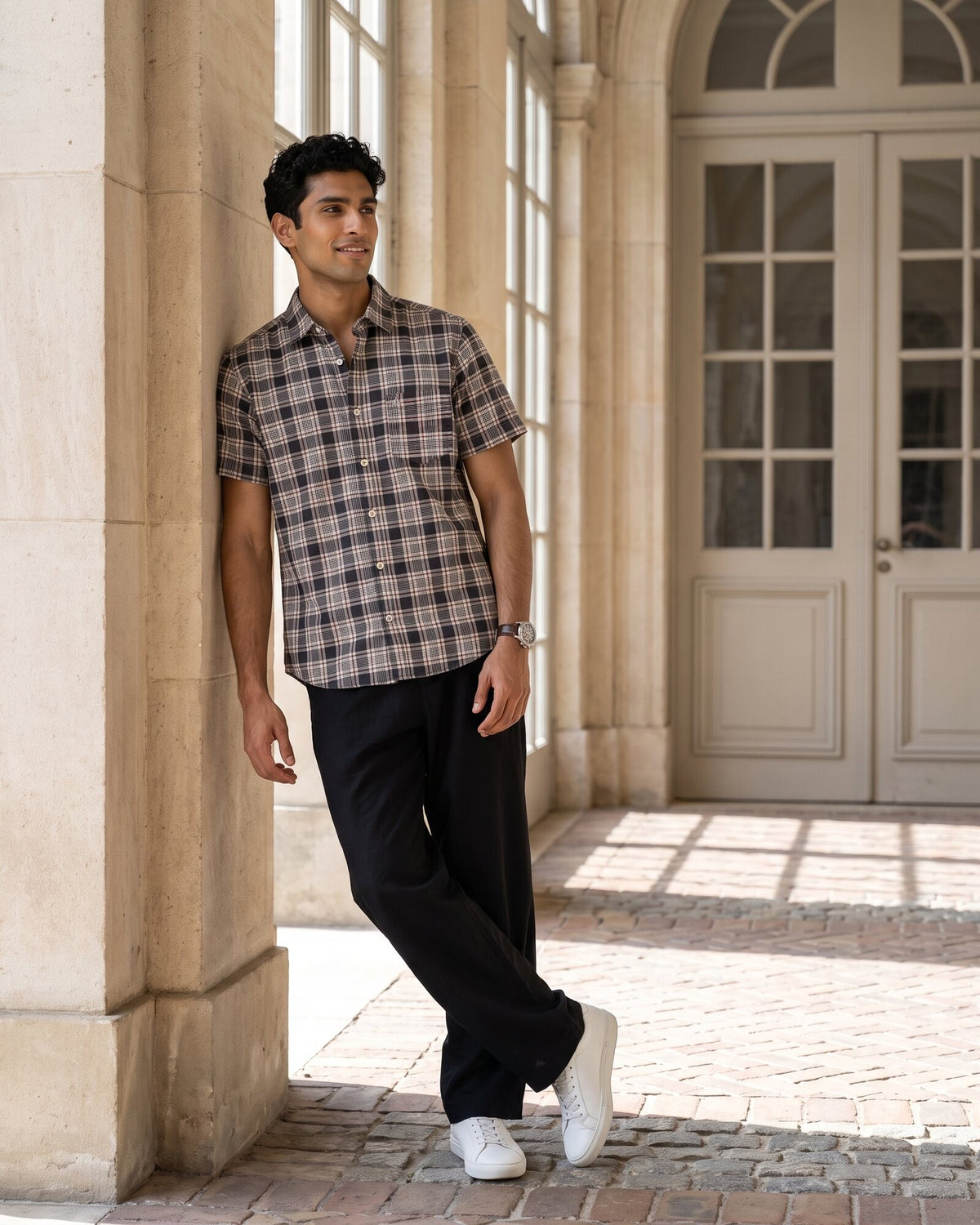 Essential Cotton Check Short Sleeve Shirt – Deep Canopy (4 of 4)