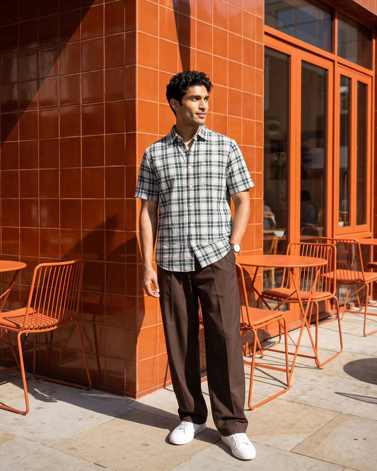 Essential Cotton Check Short Sleeve Shirt – Moss Reserve (3 of 4)