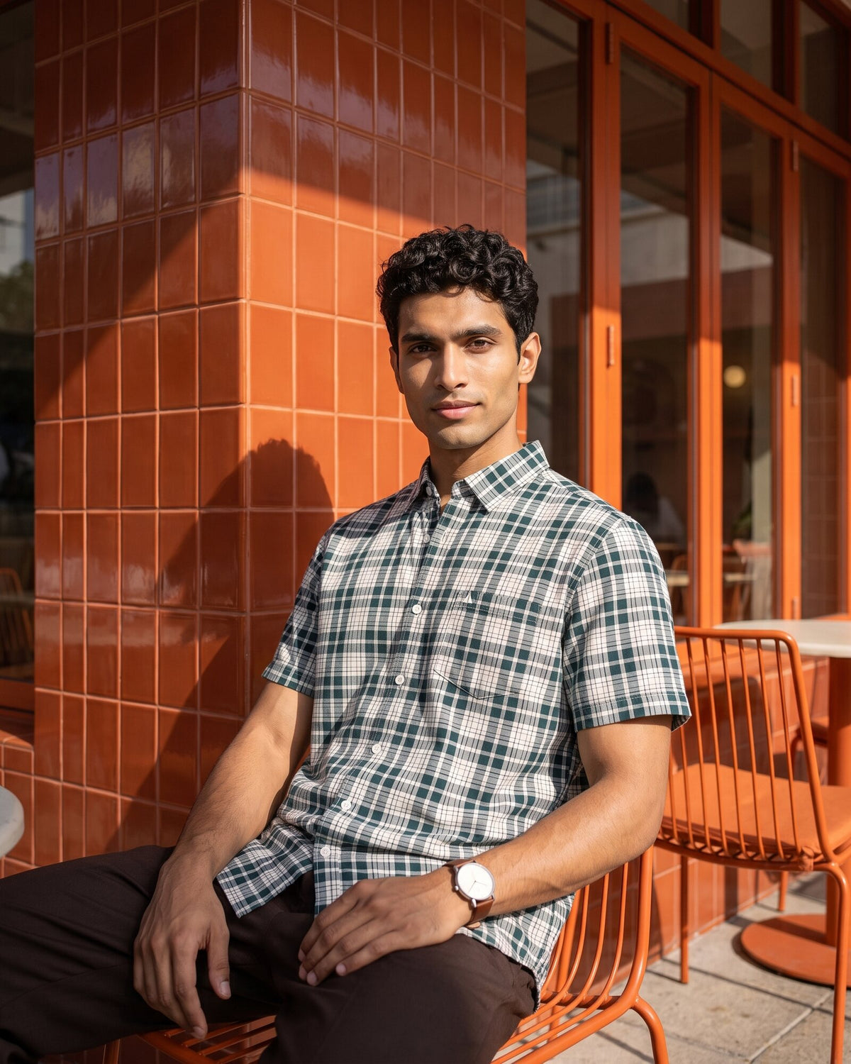 Essential Cotton Check Short Sleeve Shirt – Moss Reserve (4 of 4)