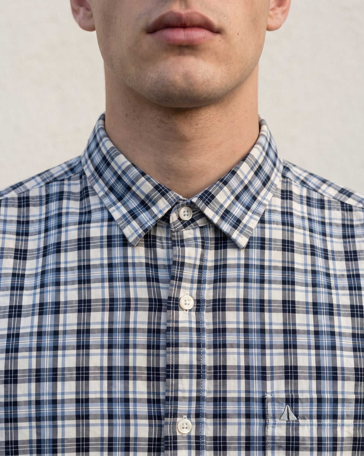 Essential Cotton Check Short Sleeve Shirt – Atlantic Blue (1 of 4)