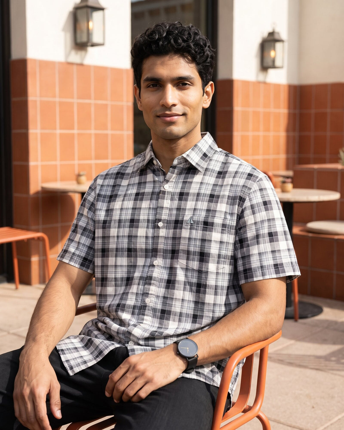 Essential Cotton Check Short Sleeve Shirt – Stone Fog (4 of 4)