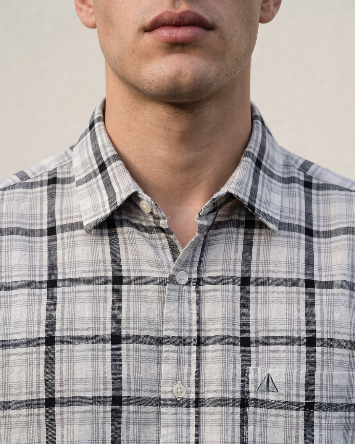 Essential Cotton Check Short Sleeve Shirt – Slate Fog (1 of 4)