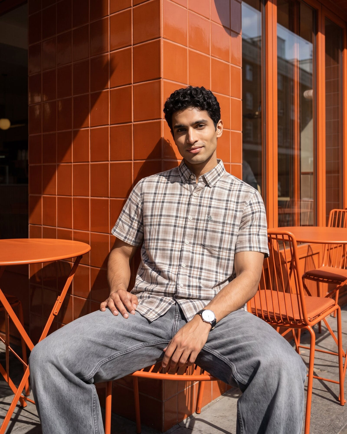 Essential Cotton Check Short Sleeve Shirt – Warm Tobacco (4 of 4)