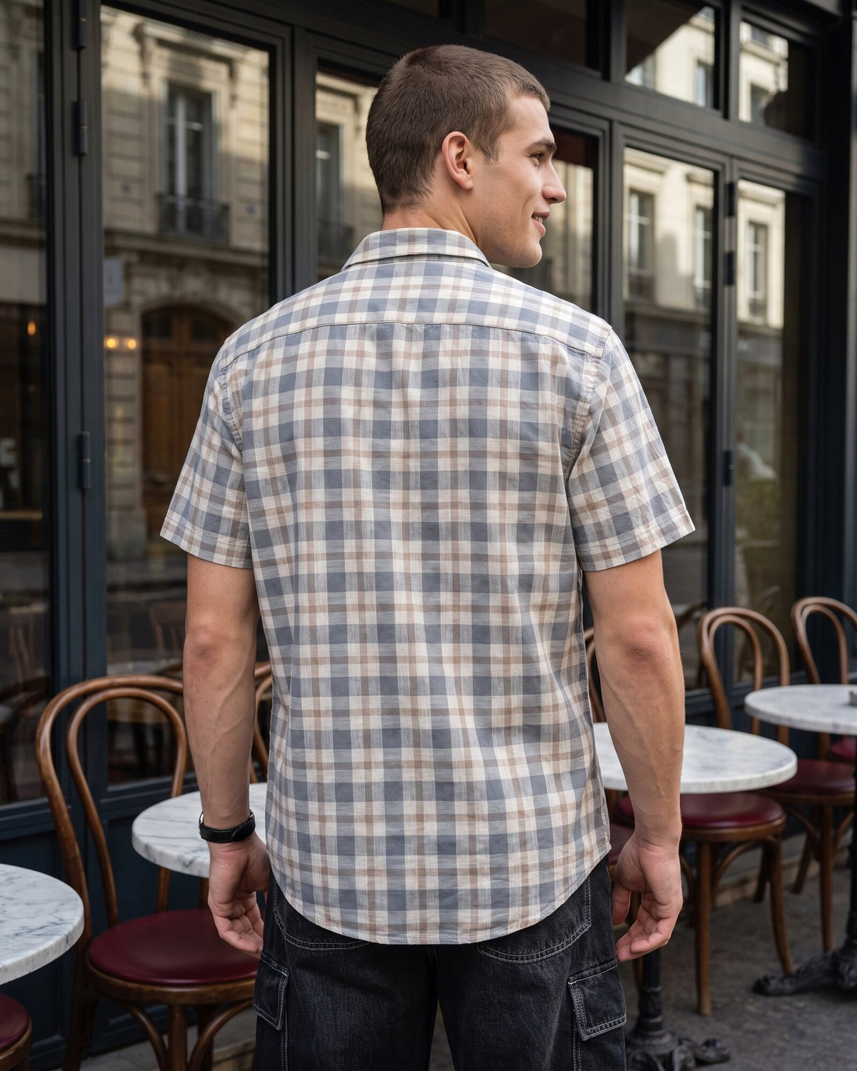 Essential Cotton Check Short Sleeve Shirt – Stone Fog (2 of 4)