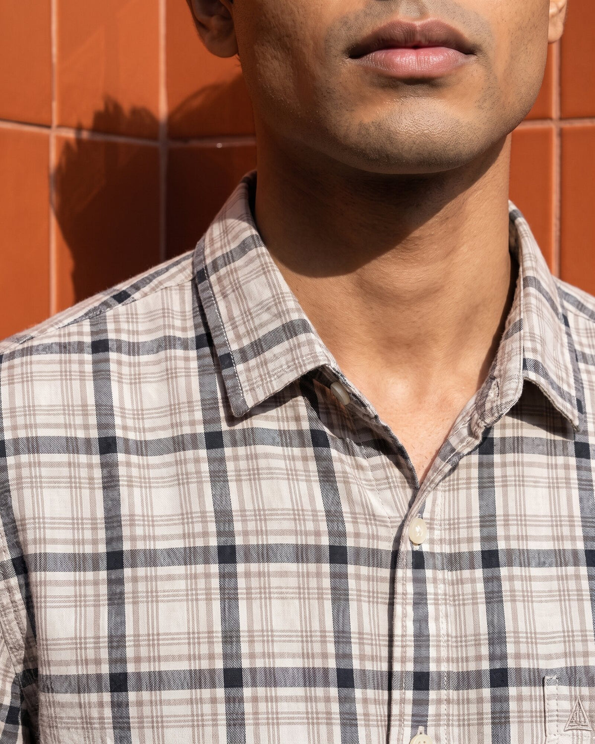 Essential Cotton Check Short Sleeve Shirt – Cocoa Earth (1 of 4)