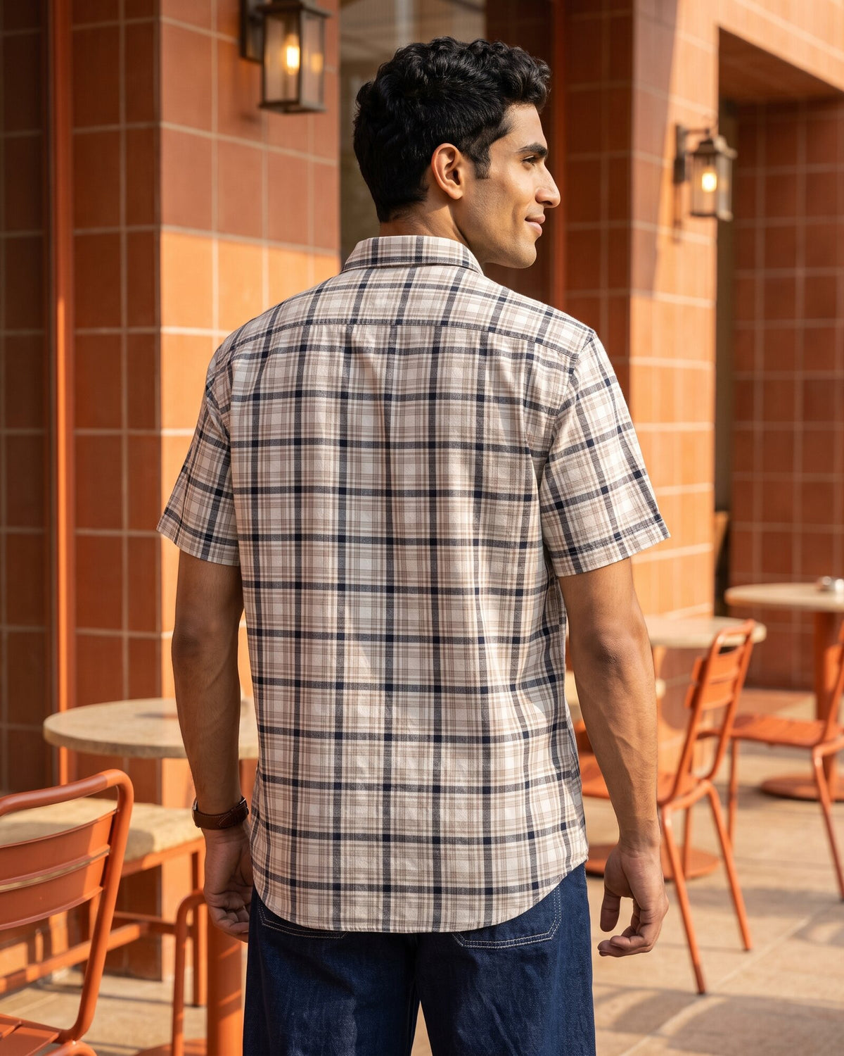 Essential Cotton Check Short Sleeve Shirt – Cocoa Earth (2 of 4)