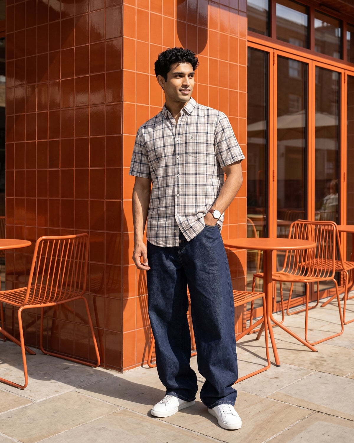 Essential Cotton Check Short Sleeve Shirt – Cocoa Earth (3 of 4)
