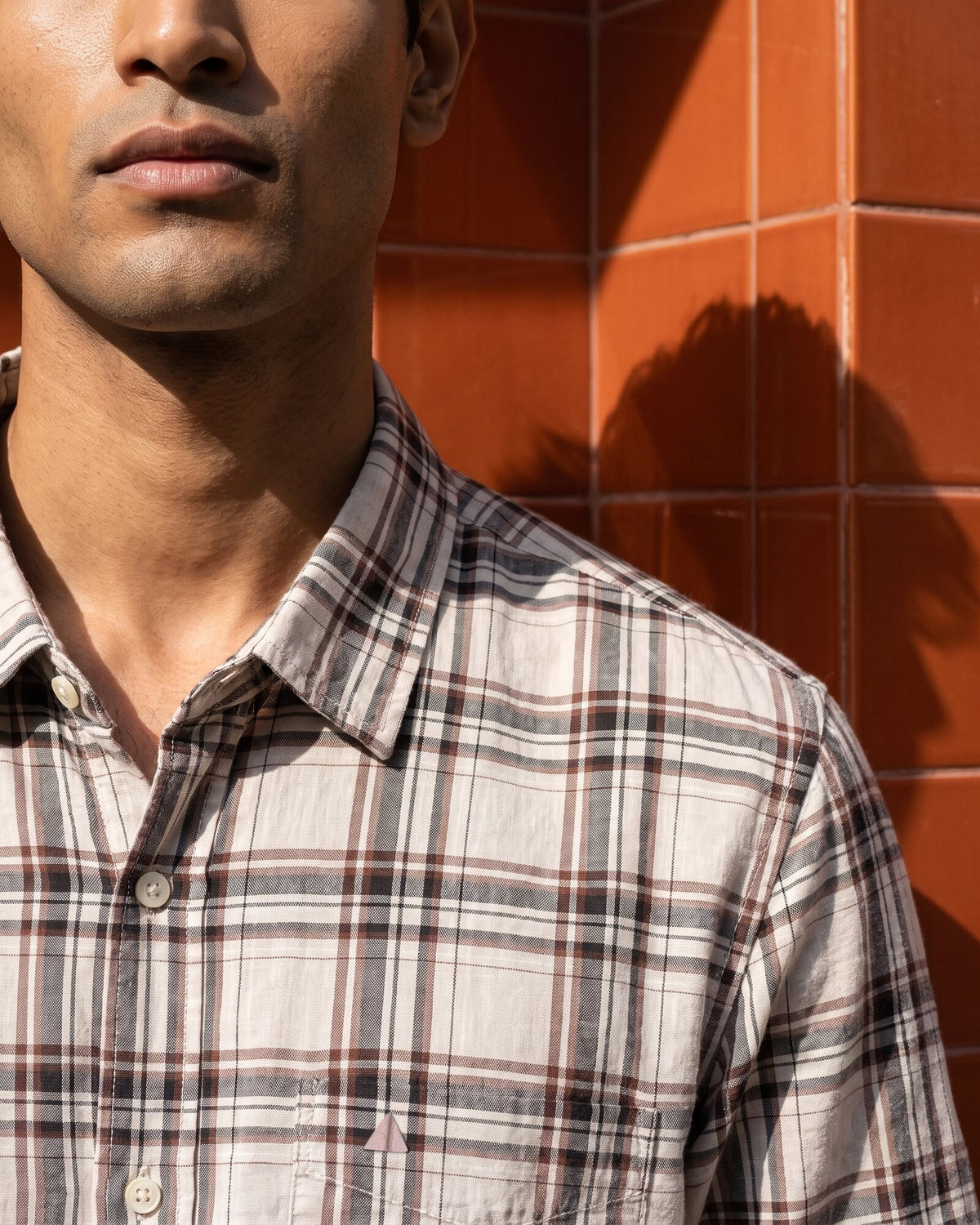 Essential Cotton Check Short Sleeve Shirt – Burgundy Reserve (1 of 4)
