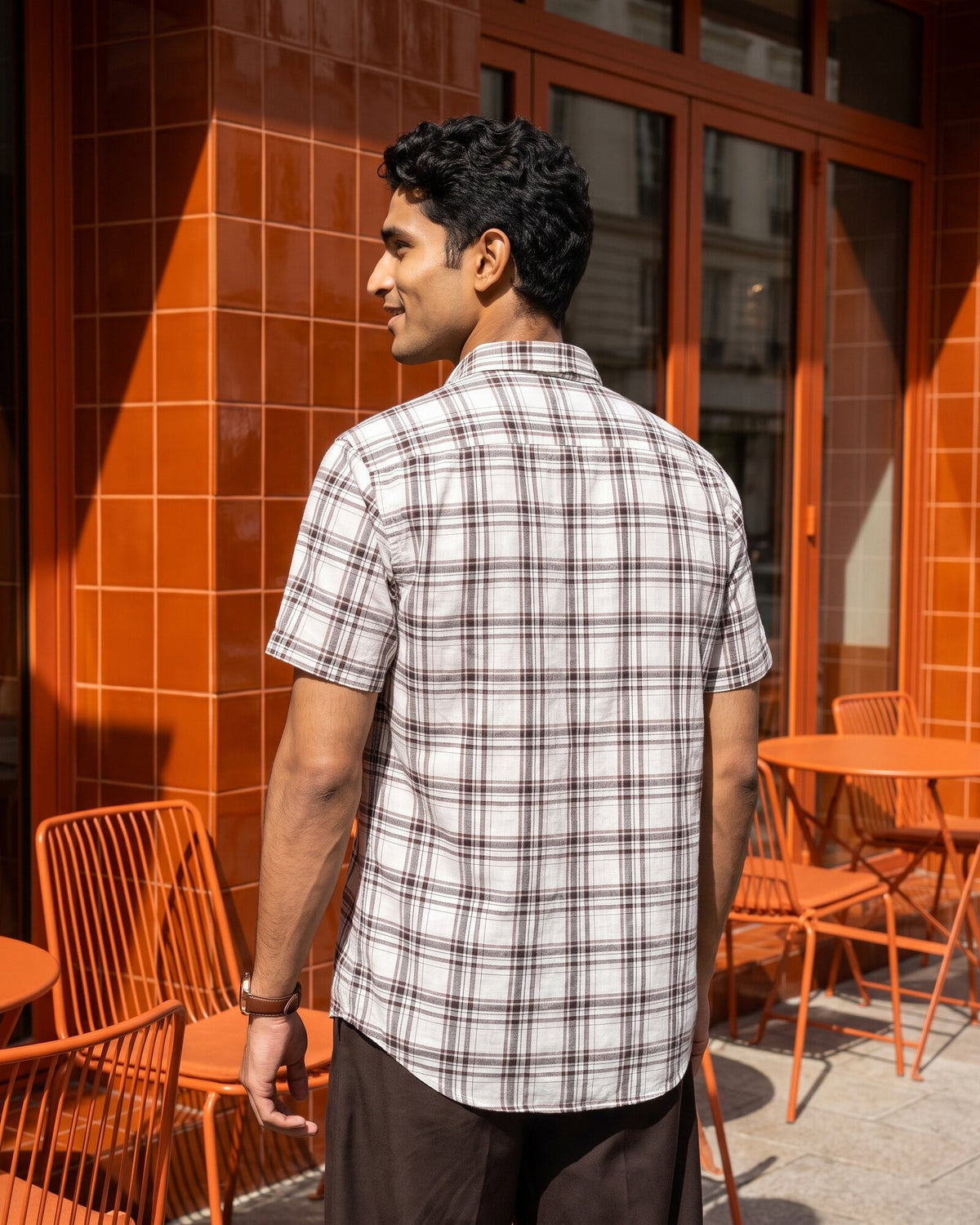 Essential Cotton Check Short Sleeve Shirt – Burgundy Reserve (2 of 4)
