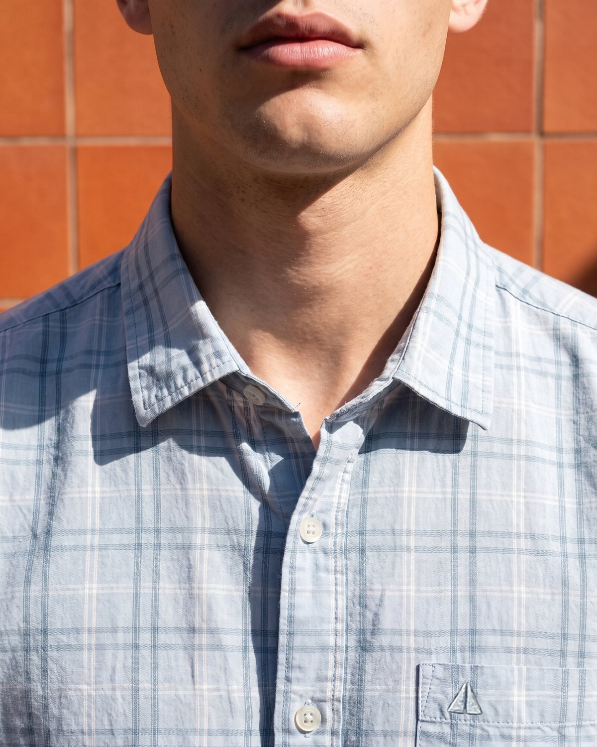 Essential Cotton Check Short Sleeve Shirt – Open Sky (1 of 4)