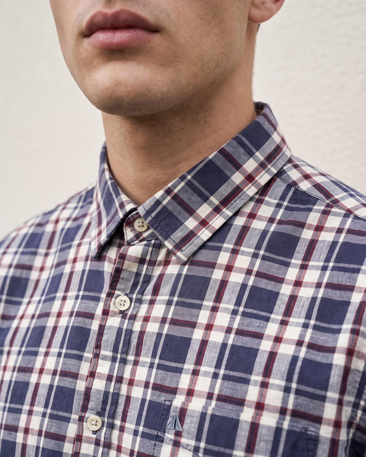 Essential Cotton Check Short Sleeve Shirt – Midnight Ink (1 of 4)
