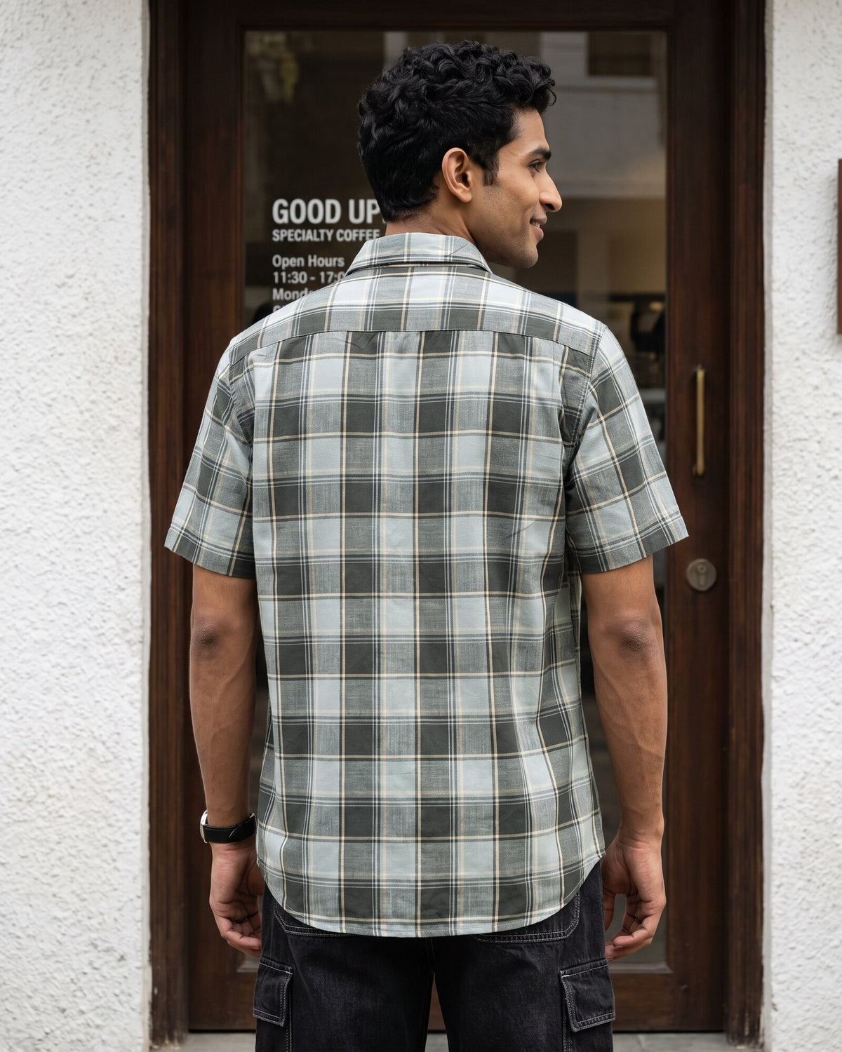 Essential Cotton Check Short Sleeve Shirt – Moss Reserve (2 of 4)