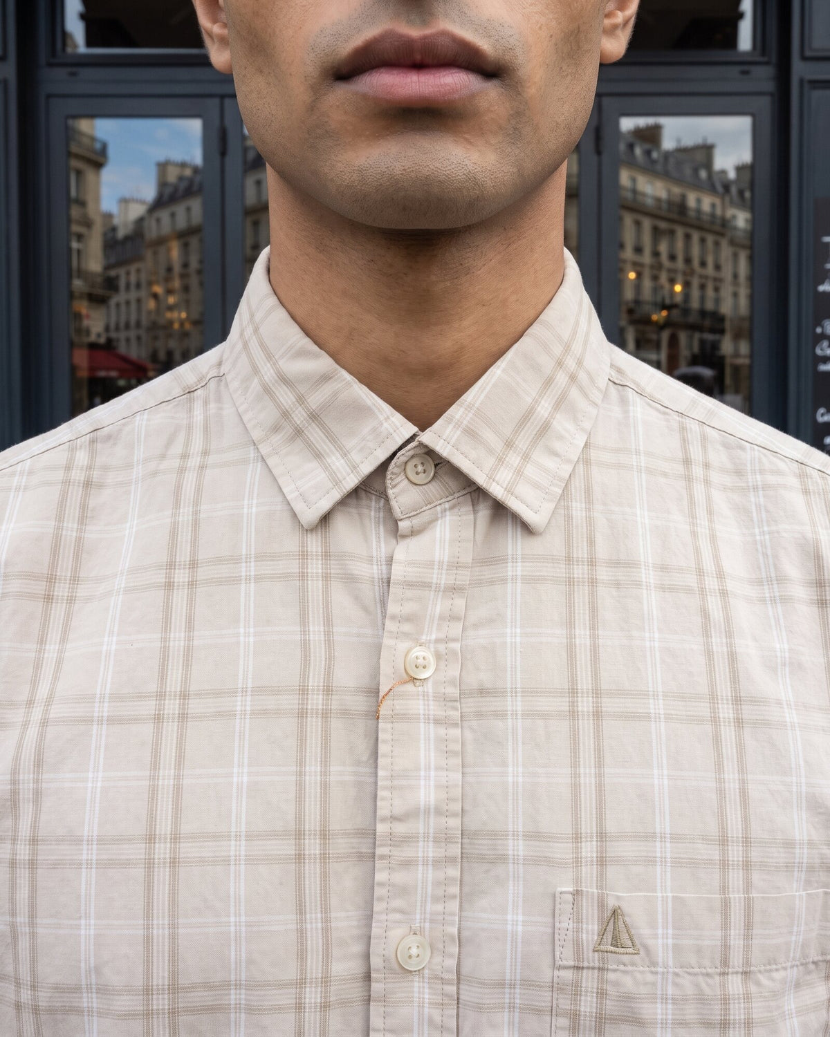 Essential Cotton Check Short Sleeve Shirt – Aged Ivory (1 of 4)
