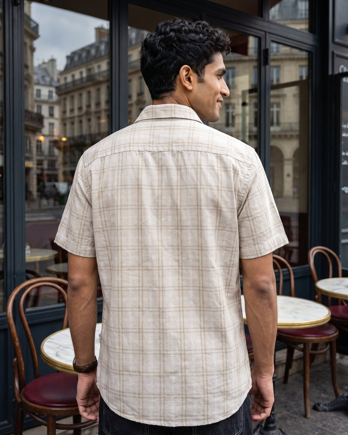 Essential Cotton Check Short Sleeve Shirt – Aged Ivory (2 of 4)