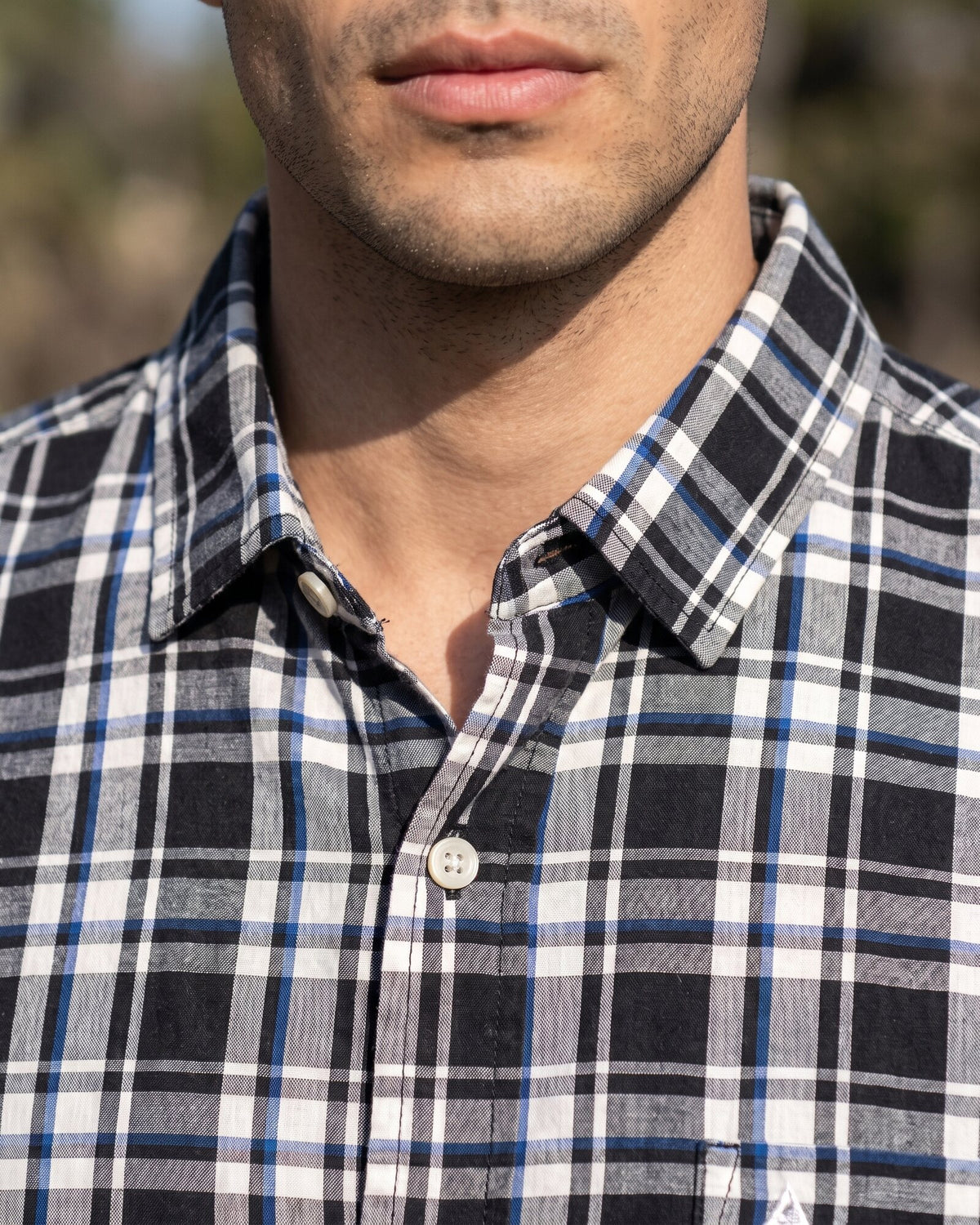 Essential Cotton Check Short Sleeve Shirt – Midnight Onyx (2 of 4)