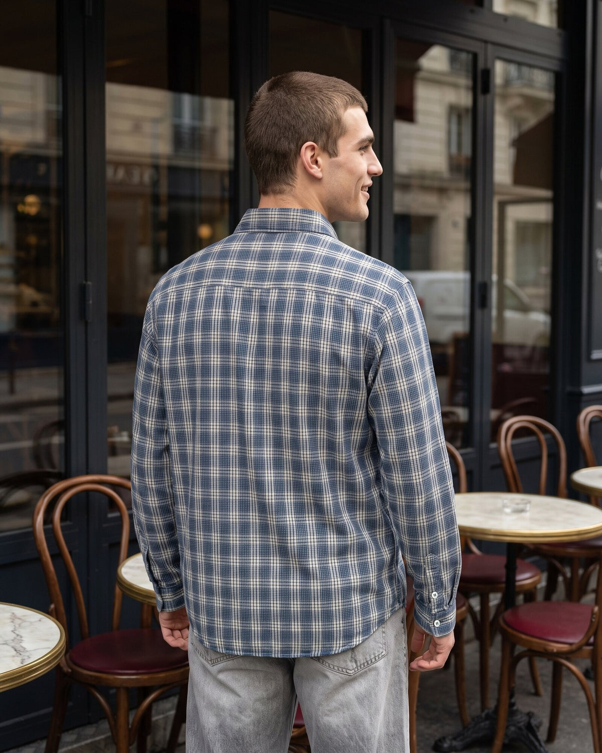 Essential Cotton Check Long Sleeve Shirt – Midnight Ink (2 of 4)