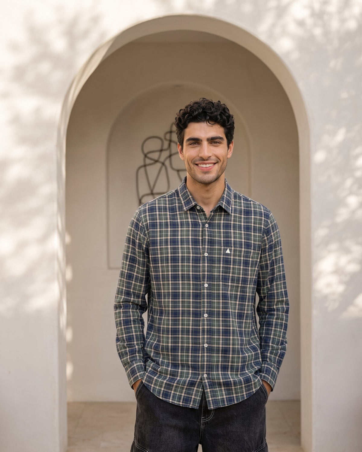 Essential Cotton Check Long Sleeve Shirt – Moss Reserve (4 of 4)